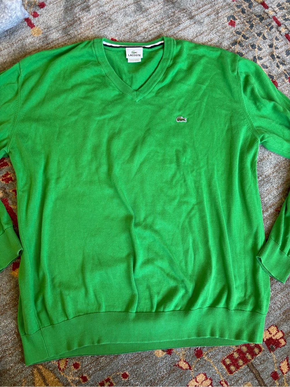 Lacoste v-neck 100% cotton sweater mens 7 (US XXL)